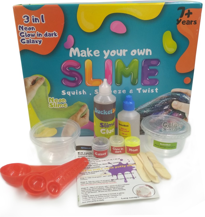 bucketBolt DIY 3 in 1 slime kit. Make neon, glow in dark and